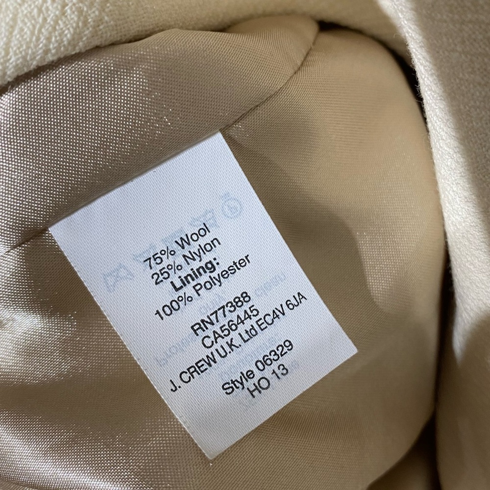 J. Crew Avianna Cream Double-Breasted Coat with Black Collar - Picture 7 of 8